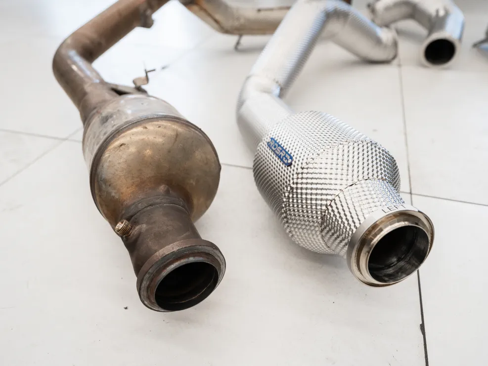 process Heat-shielded downpipes + sport catalytic converter + high-flow catback